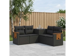 Vidaxl Conjunto De Sofás 5 Unid. Preto Rattan Poliéster E Aço