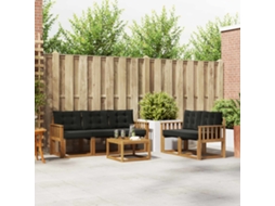 Vidaxl Conjunto De Sofás Para Exterior 6 Pcs Natural E Preto