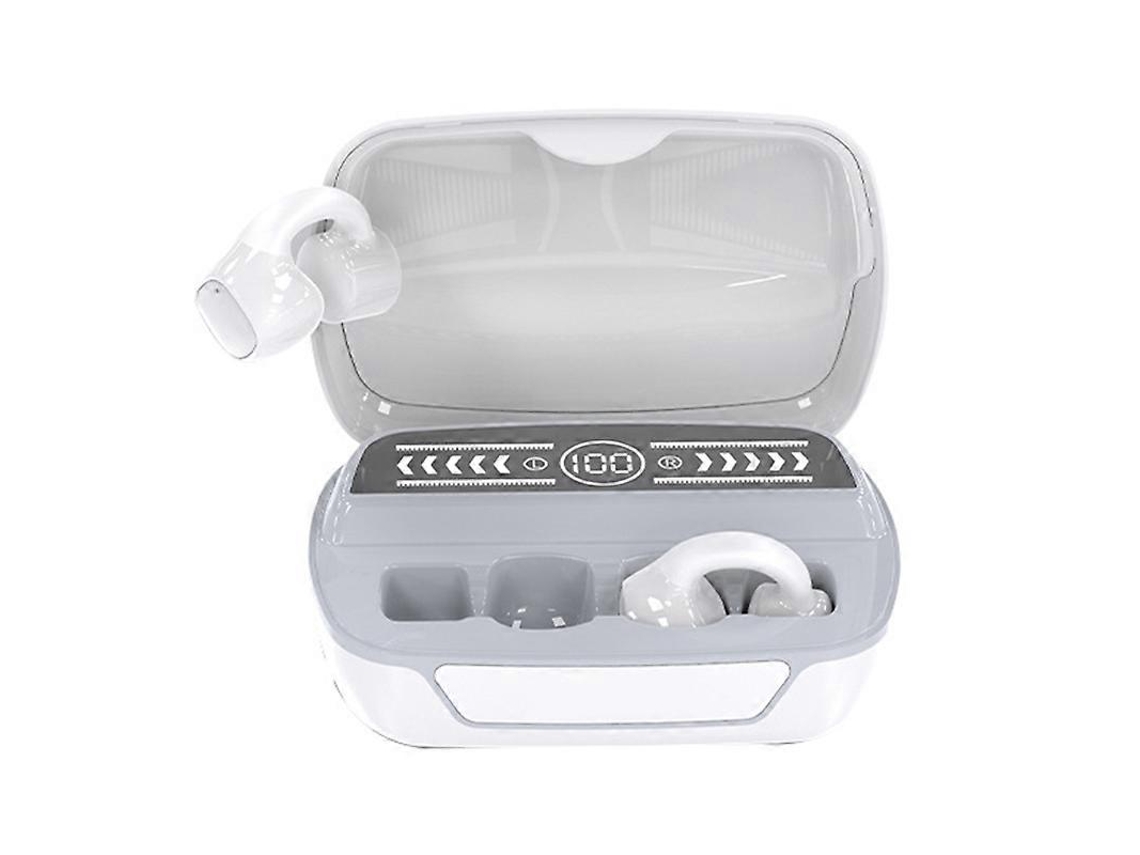 Fones De Ouvido Sem Fio W300 Bluetooth 5.3 Com Clipe De Orelha, Visor Digital E Função De Carregador Portátil Branco Ly Ebike