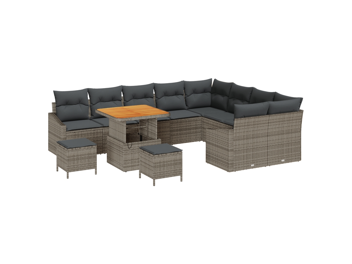 Conjunto 12 Conjunto De Móveis De Jardim Vidaxl Cinzento Vime Pe (288,5 X 234 X 85 Cm)