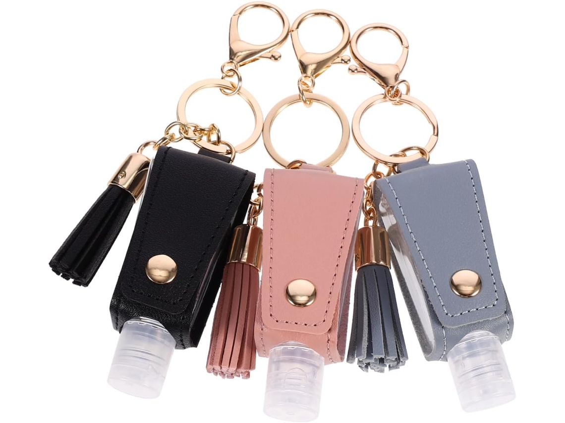 De 3 Peças De Frascos De Viagem Com Chaveiro, Estojo Porta-frascos Para Loção, Gel E Sabonete Líquido.