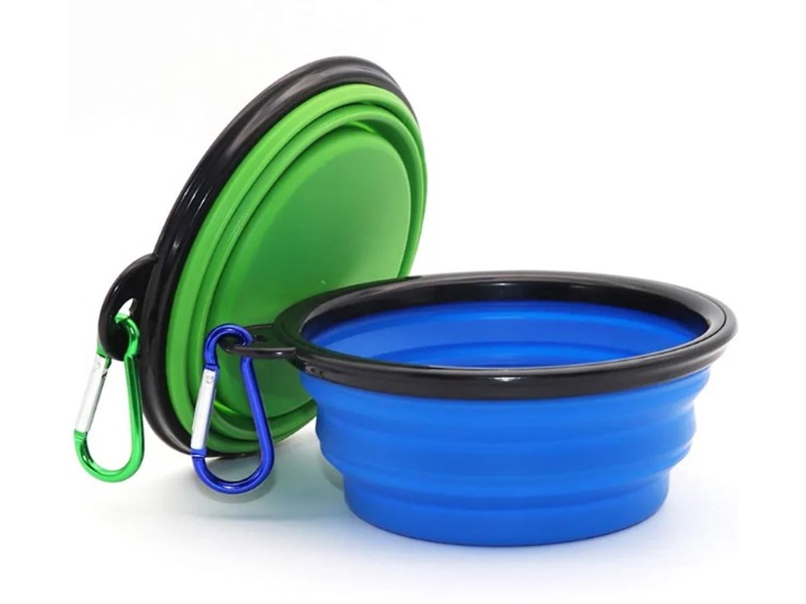 Tigela Dobrável para Água, Comida e Animais de Estimação, Conjunto com 2 Unidades, 500ml, Verde + Azul AQUAFORGE