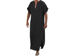 Roupa Tradicional Masculina de Gola V Solta com Borda Curta XL Negro