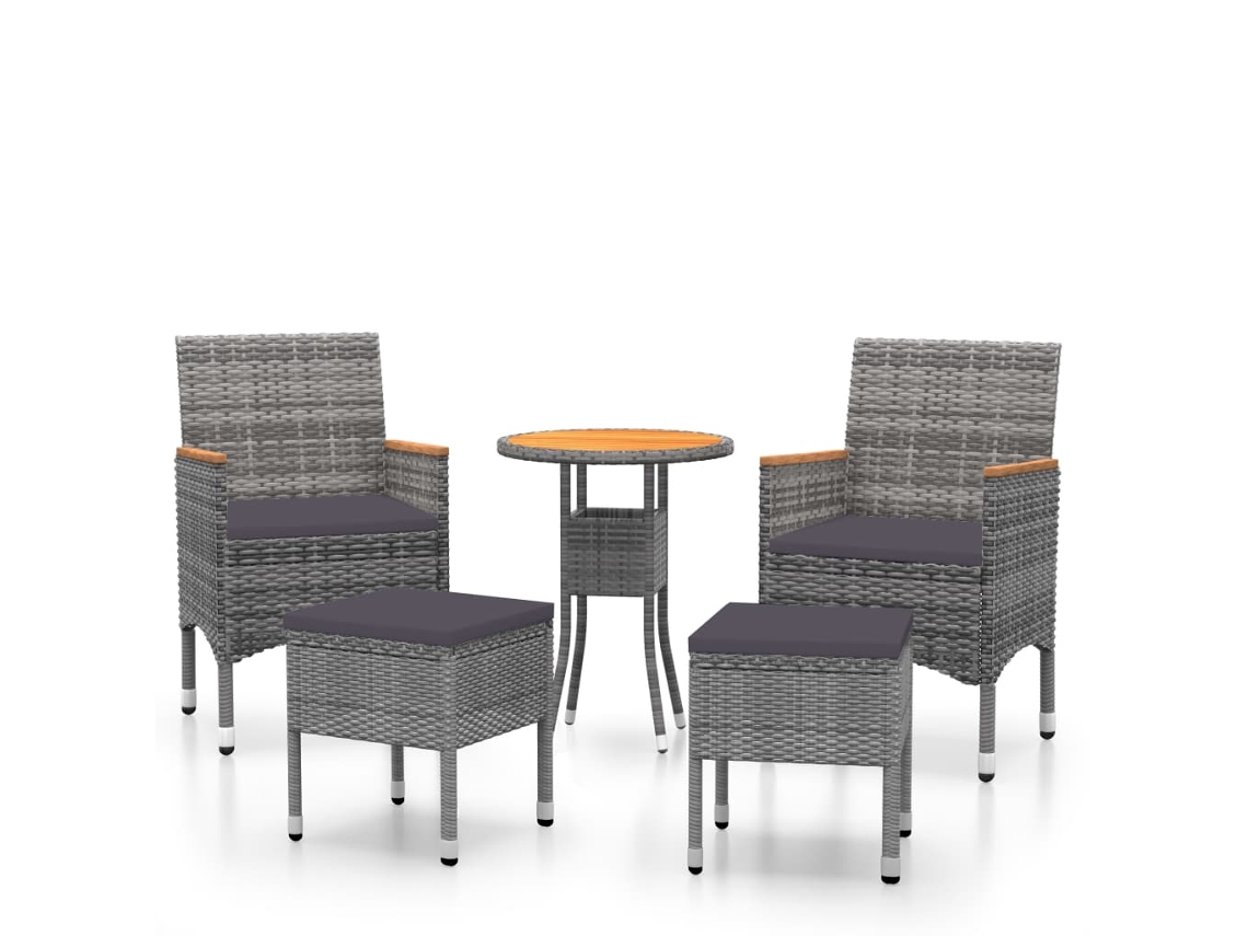 Maison Exclusive - 5 Pcs Conjunto Lounge Para Jardim Vime Pe Cinzento