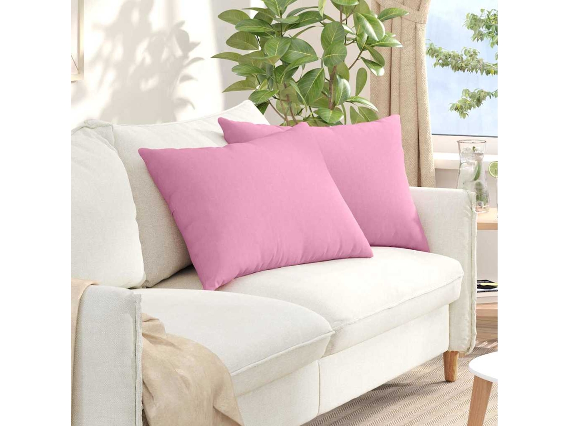 Vidaxl Travesseiros De Sofá 2 Unid. Tecido Rosa 70 X 50 Cm