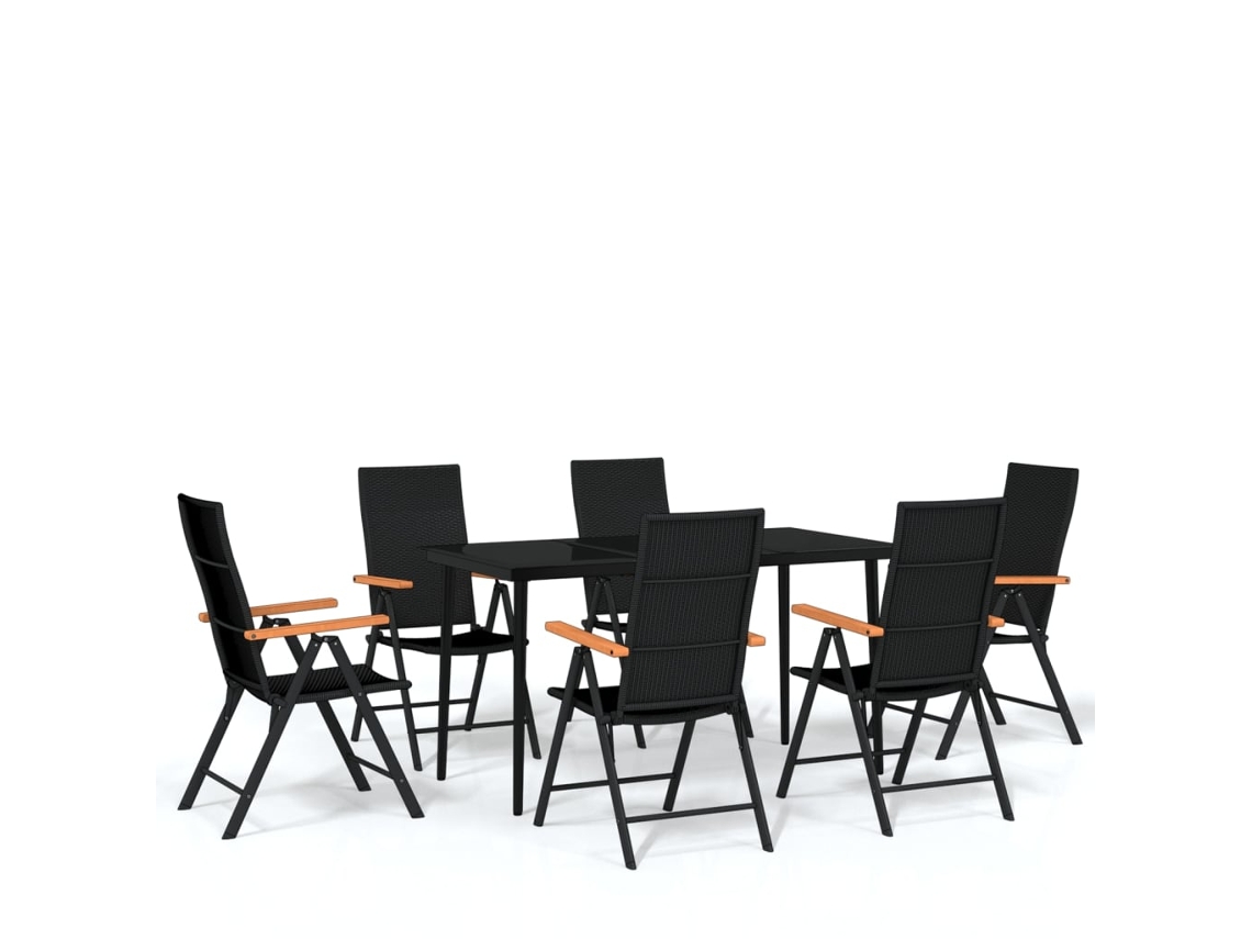 Garden Dining Set, Garden Dining Sets Vidaxl Preto Aço (mesa Com 140 Cm De Comprimento)