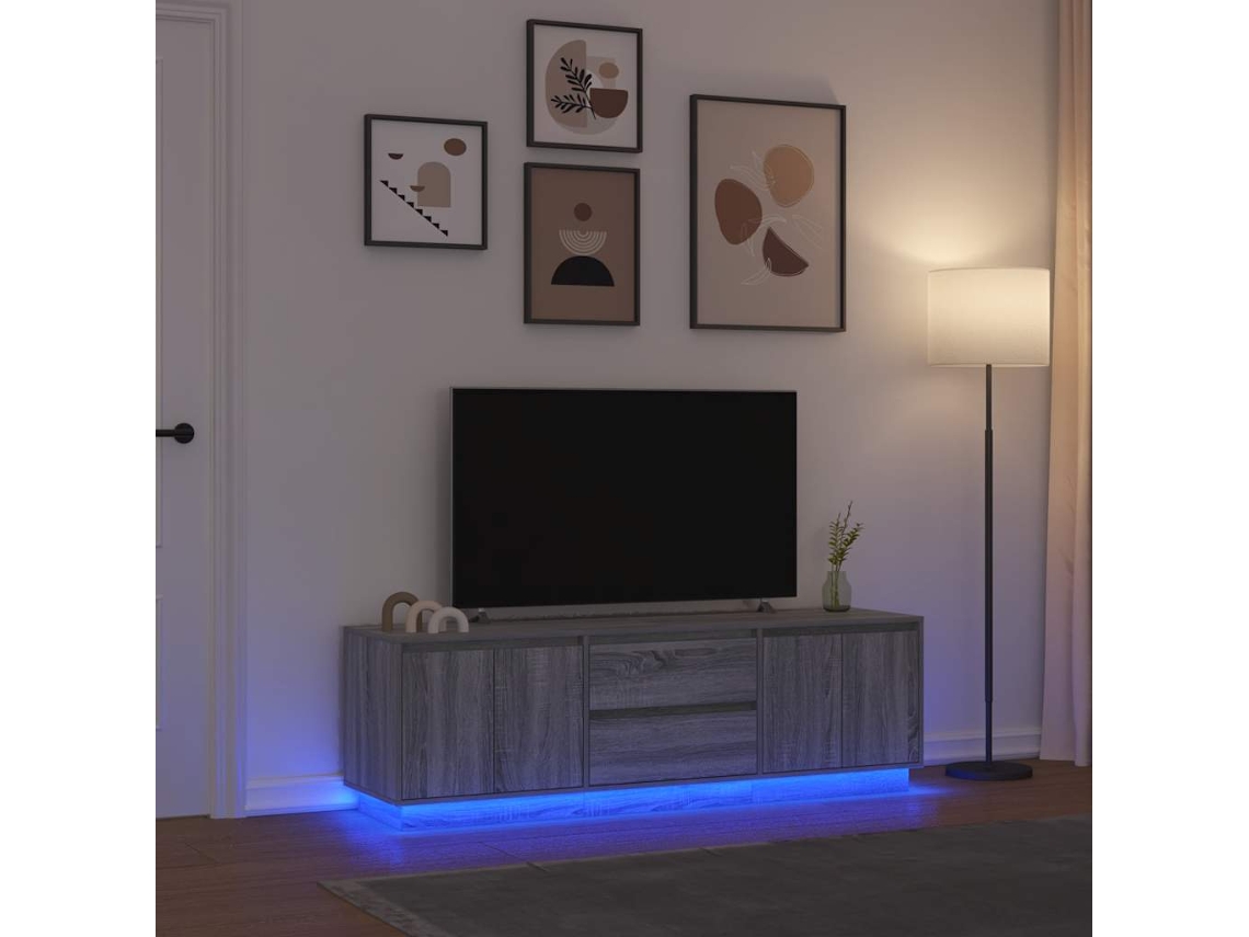 Vidaxl Móvel De Tv Com Luzes Led 160,5x41x50 Cm Cinzento Sonoma