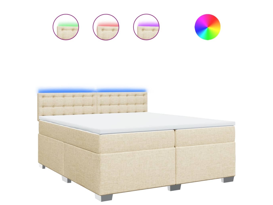 Cama box spring VIDAXL Creme Tecido (200x200 cm)