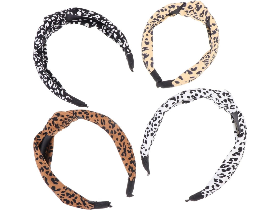 Conjunto De 4 Faixas De Cabelo Com Estampa De Leopardo Para Mulheres