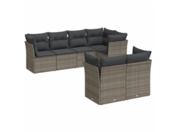 Conjunto de 7 Sofás para Jardim com Almofadões Vime Pe Cinzento MAISON EXCLUSIVE (7 pcs)