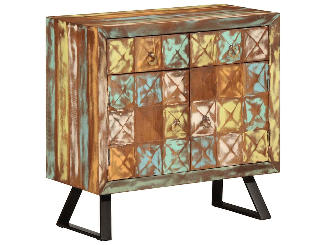 Vidaxl Armário Gavetas 70x35x70 Cm Madeira Recuperada Maciça Multicor