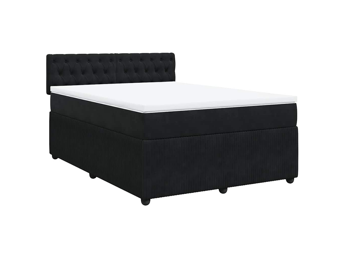 Cama com Molas/colchão 160x200 Cm Veludo Preto MAISON EXCLUSIVE