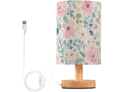 Mesa infantil retrô Abajur rosa com estampa floral, ideal para sala de estar. Mesa infantil exclusiva Abajur.