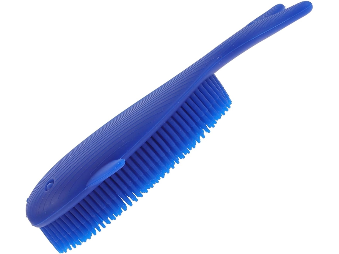 Escova De Banho Silicone Frcolor Para Bebês, Tamanho Médio, Flexível, Massageia O Couro Cabeludo, Azul Escuro