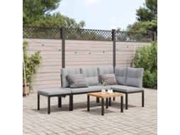 Vidaxl Bancos De Jardim Com Almofadões 4 Pcs Aço Revestido A Pó Preto