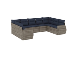 Conjunto de Sofá de Jardim, 9 Peças, Almofadas, Rattan Cinza MAISON EXCLUSIVE