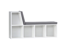 Estante com 5 compartimentos, 2 almofadas, 108x30x60cm branco cinza | S/MARCA