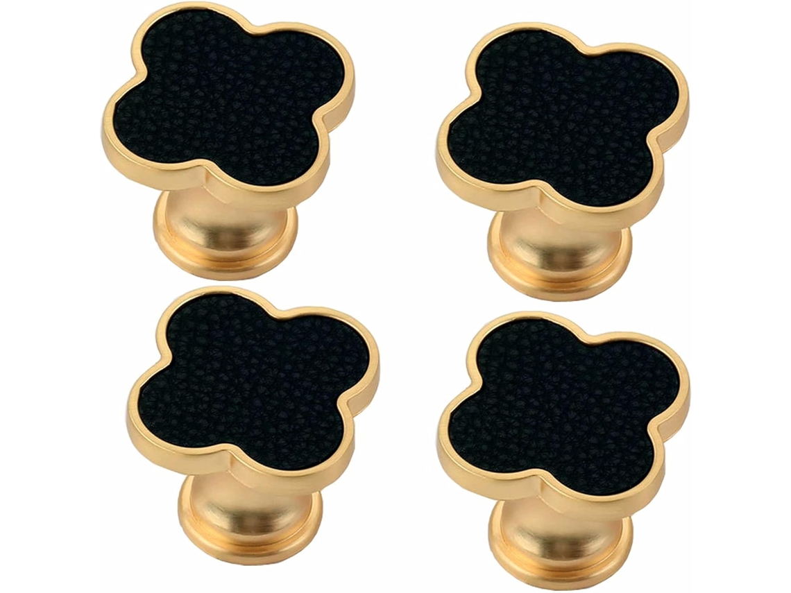 Conjunto De 4 Puxadores Liga Zinco Para Armários E Cômodas, Em Formato De Trevo Quatro Folhas, Com Parafuso, Para Móveis