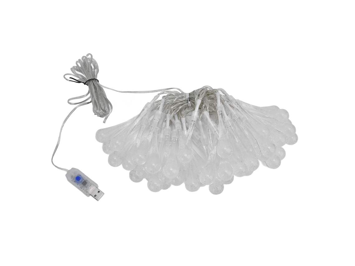 Fita de LED à prova d'água 2026 com 50 LEDs, 16 núcleos, RGB e 8 modos para decoração de pátio e jardim. Conexão USB.