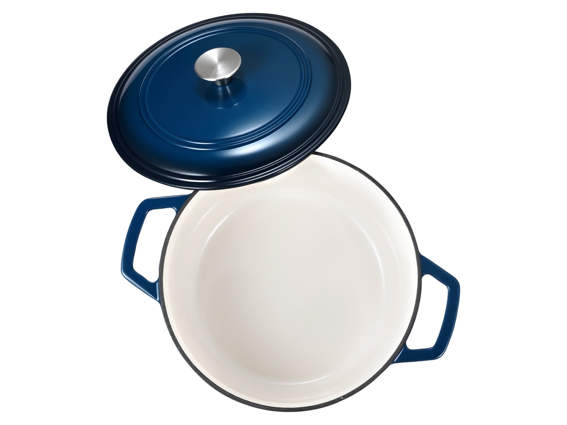 Forno Holandês de Ferro Fundido Esmaltado 5 68 L para Assar Pão Massa Madre Panela Robusta com Tampa e 2 Alças Resistente Até 260 C Ideal Cozinhar