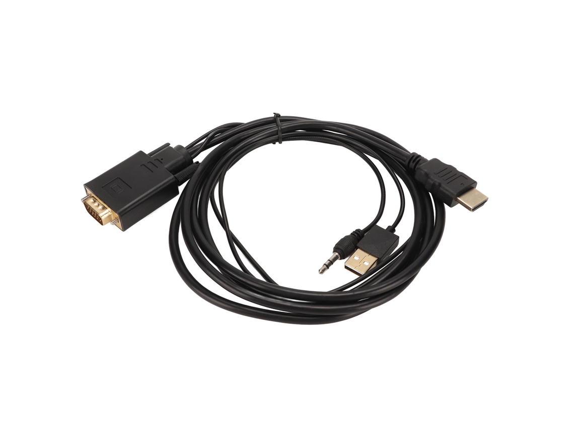 Adaptador Lurelia Cabo Vga, 1920x1080, 1080p, 720p, 1.8 M, Com Áudio, Com Alimentação, Compatível Com Ps3, Preto