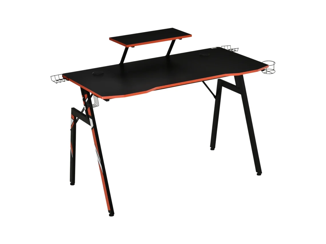 Secretária Gaming Aço E Mdf Cor Preto 120x60x94.5 Cm Homcom