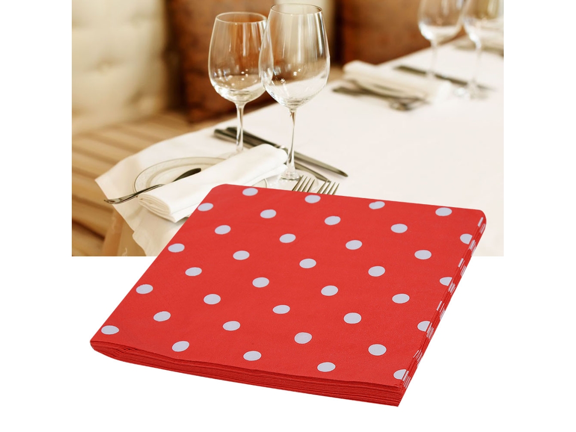 Guardanapos Com Bolinhas Vermelhas (pacote Com 20) (adequados Para Aniversários E Casamentos) Eoocoo