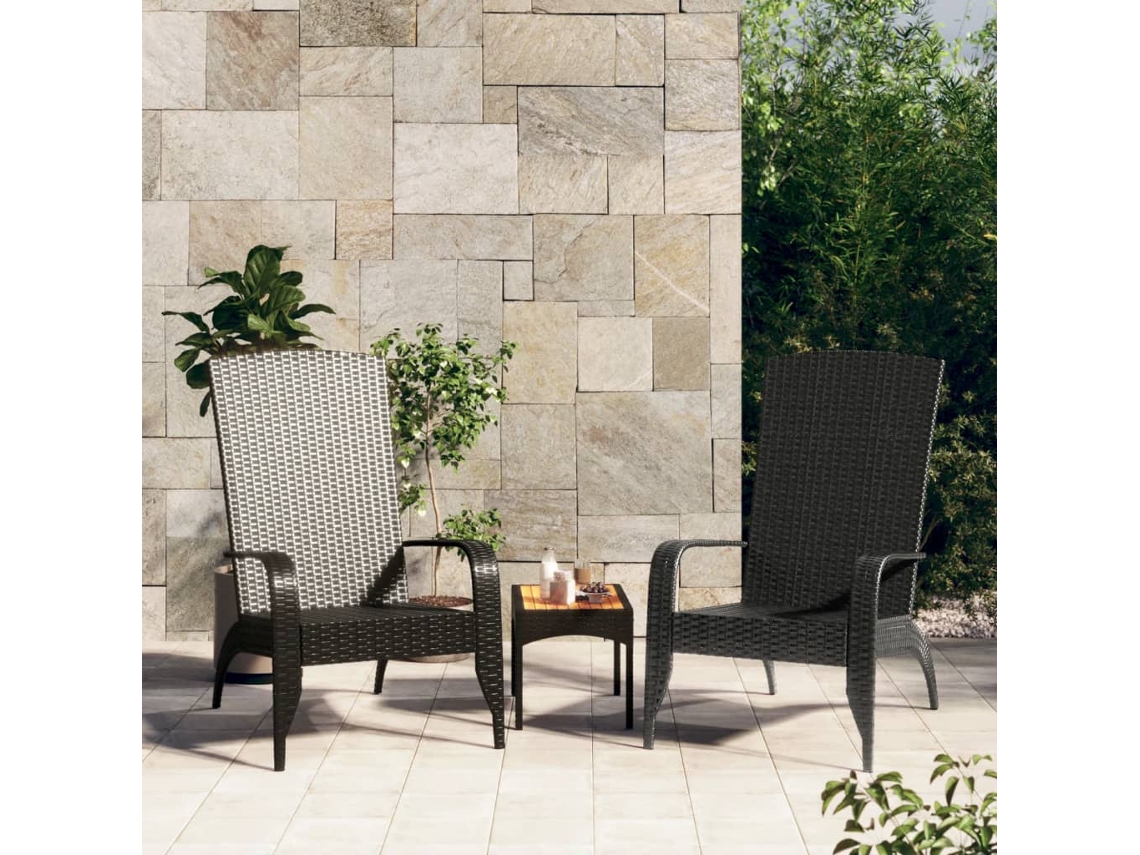 Vidaxl Cadeira De Jardim Adirondack Preta Em Vime Sintético