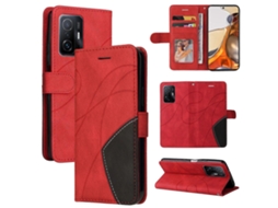 Capa De Couro Pu Com Aba Horizontal Bicolor Para Xiaomi 11t / 11t Pro, Com Suporte, Compartimentos Para Cartões E Carteira.