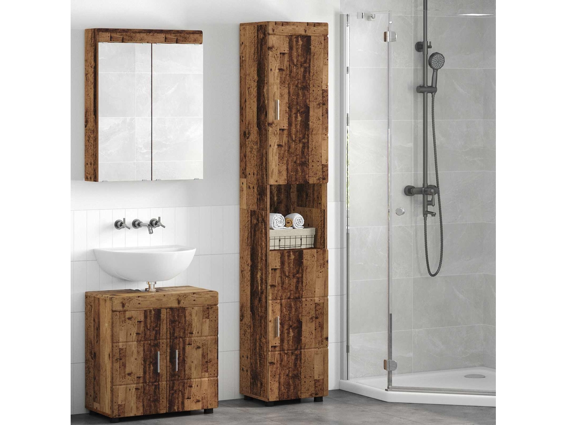 Vidaxl Conjunto De Armários Para Banheiro Tulum Madeira Antiga