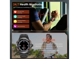 Bestvite Smartwatch tático robusto de 1,53" para homens com luz LED potente, 3 modos de lanterna, 500 mAh à prova d'água, rastreador de condicionamento físico de 3 ATM