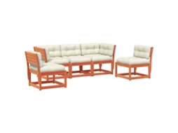 Conjunto de Sofás 5 Peças Jardim + Almofadões Pinho Maciço Castanho Mel MAISON EXCLUSIVE