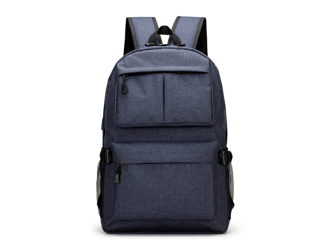 Mochila Grande E Resistente Com Conector Usb, Azul Escuro*