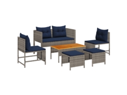 Conjunto 6 Móveis De Jardim Vidaxl Cinzento Vime Pe (84 X 45 X 35 Cm)