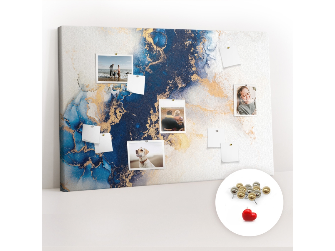 Quadro De Cortiça Com Impressão Padrão De Mármore Para A Sala De Estar Espelharte (120x80 Cm)