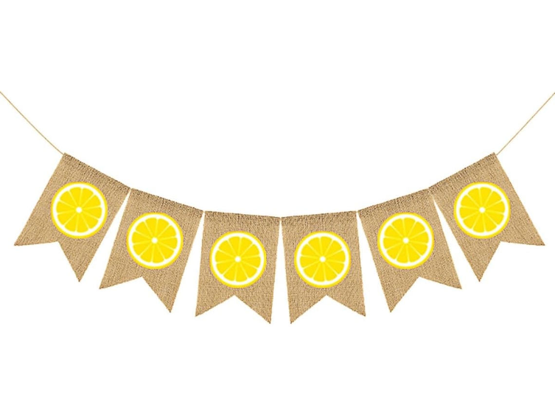 Inoomp Hawaii, Banner de Linho Fácil de Montar com Estampa de Limão, Cauda em Várias Cores, Reutilizável, Cor CHABERLU