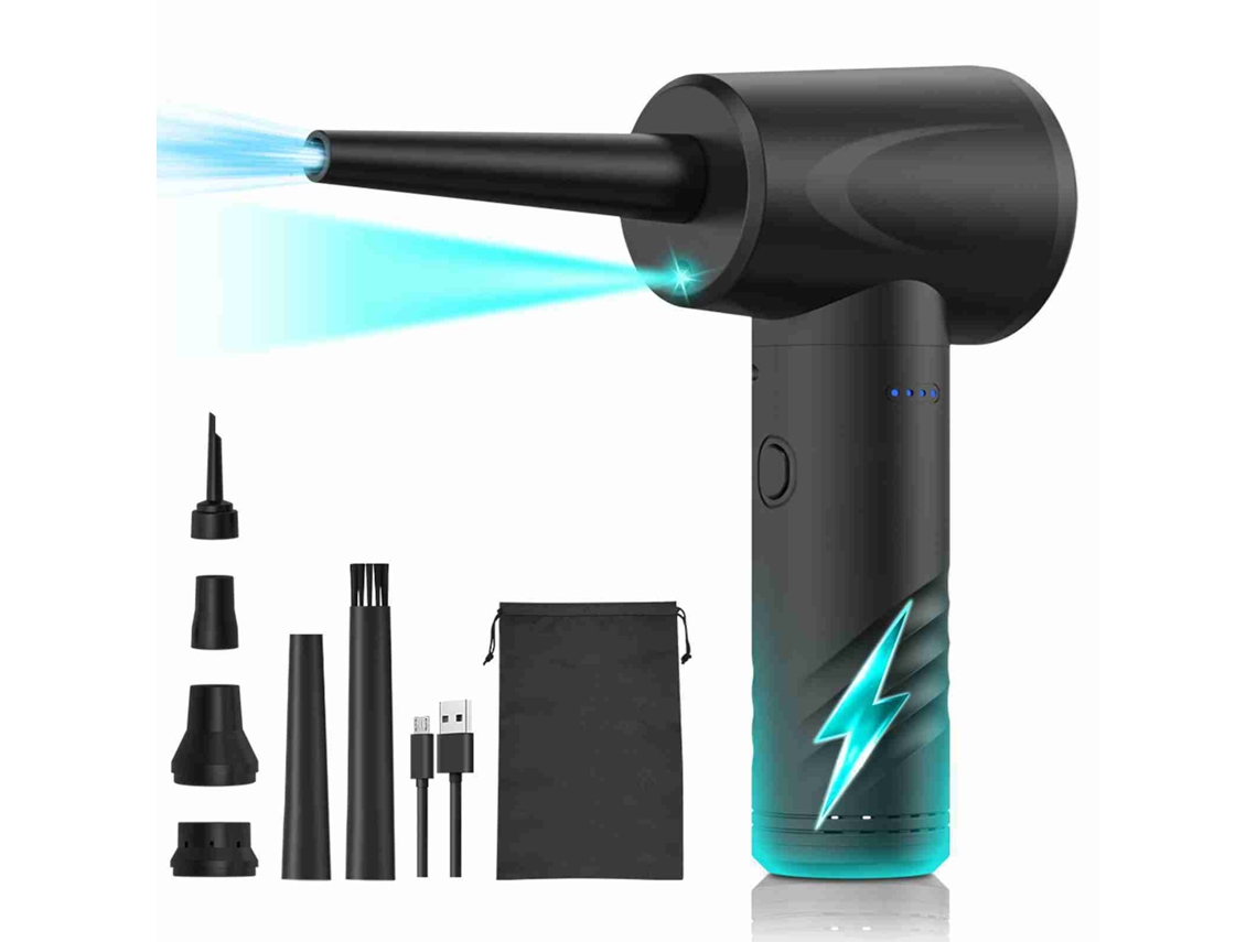 Duster eléctrico recarregável sem fios 3 em 1 com luz, 3 velocidades e 50000rpm para limpeza de PC e teclado LAXISCREED