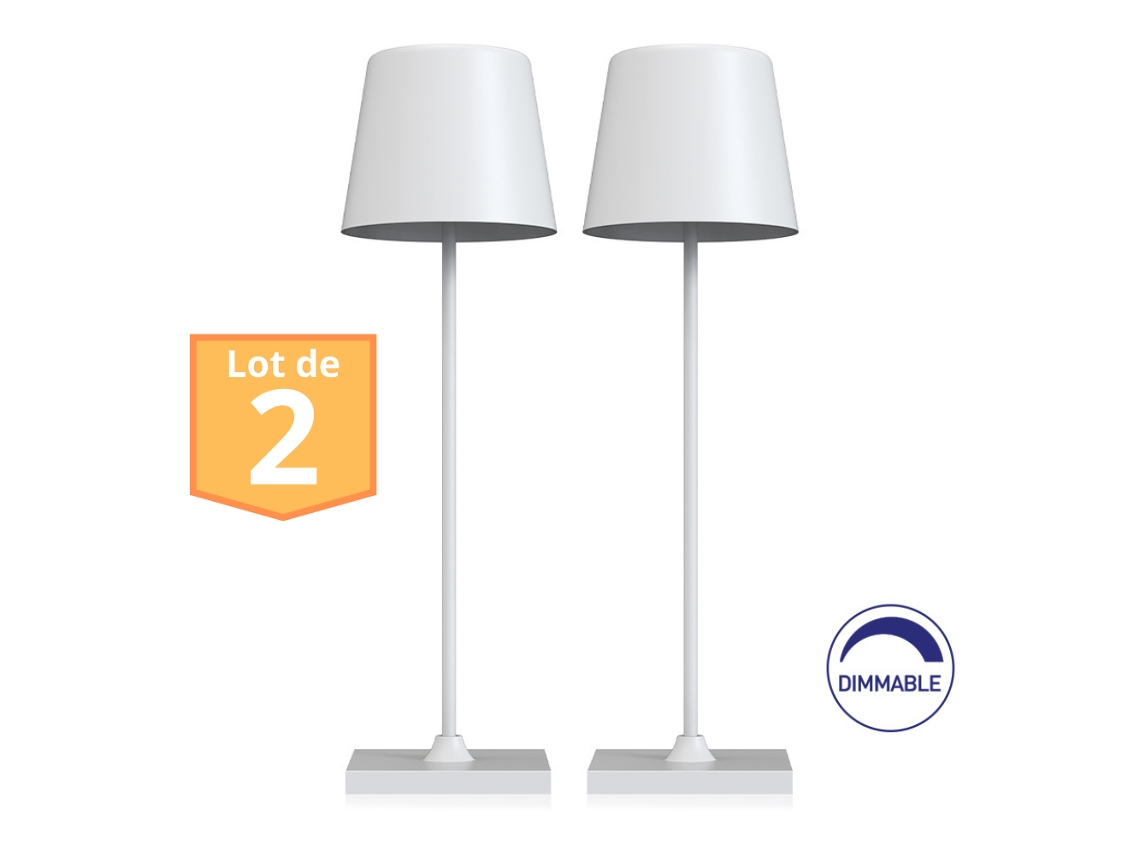 Conjunto de 2 lâmpadas de mesa recarregáveis brancas 3W 3000K IP44