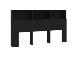 Cabeceira com arrumação, acessório de cabeceira, mesa de cabeceira, prateleira, 180 x 19 x 103,5 cm, MDF preto, TDL0200019