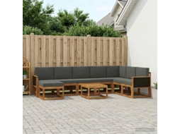 Vidaxl Conjunto De Sofás Para Exterior 9 Unid. Natural E Antracite