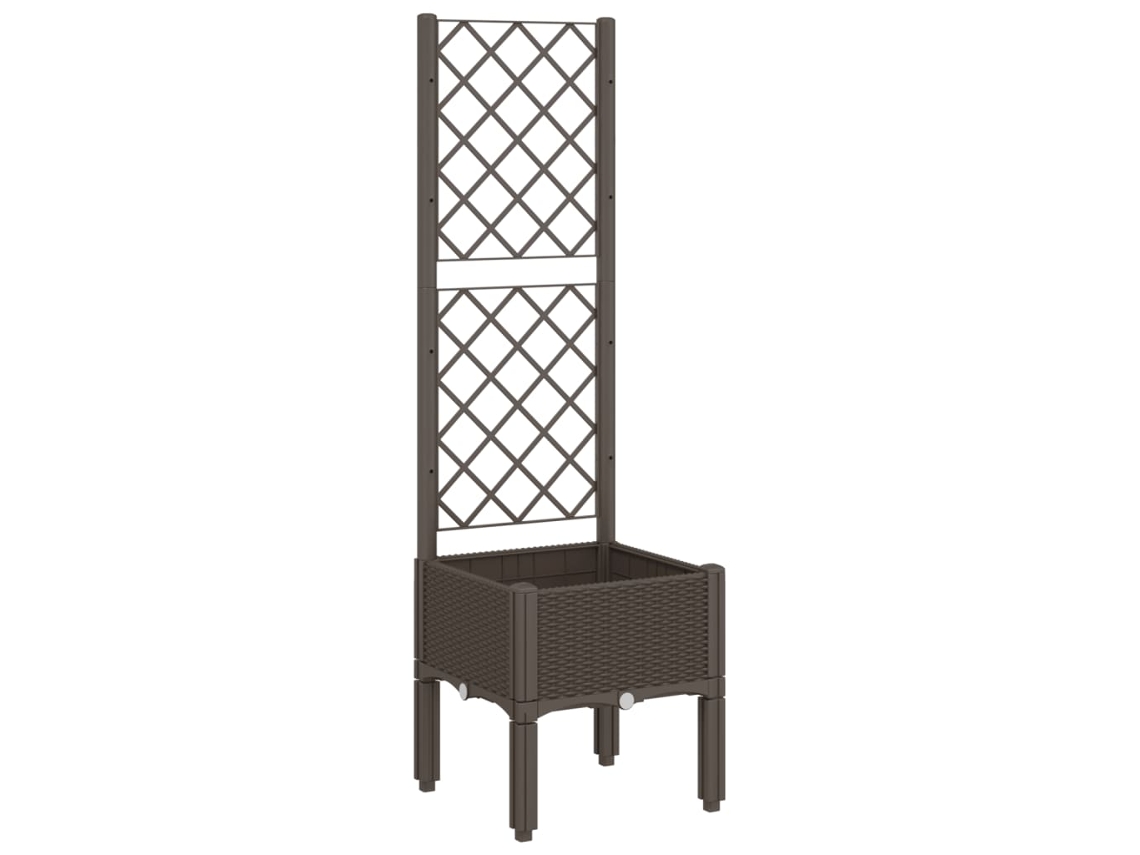 Vaso/Floreira de Jardim com Treliça VIDAXL Pp Castanho 40 X 40 X 142 Cm