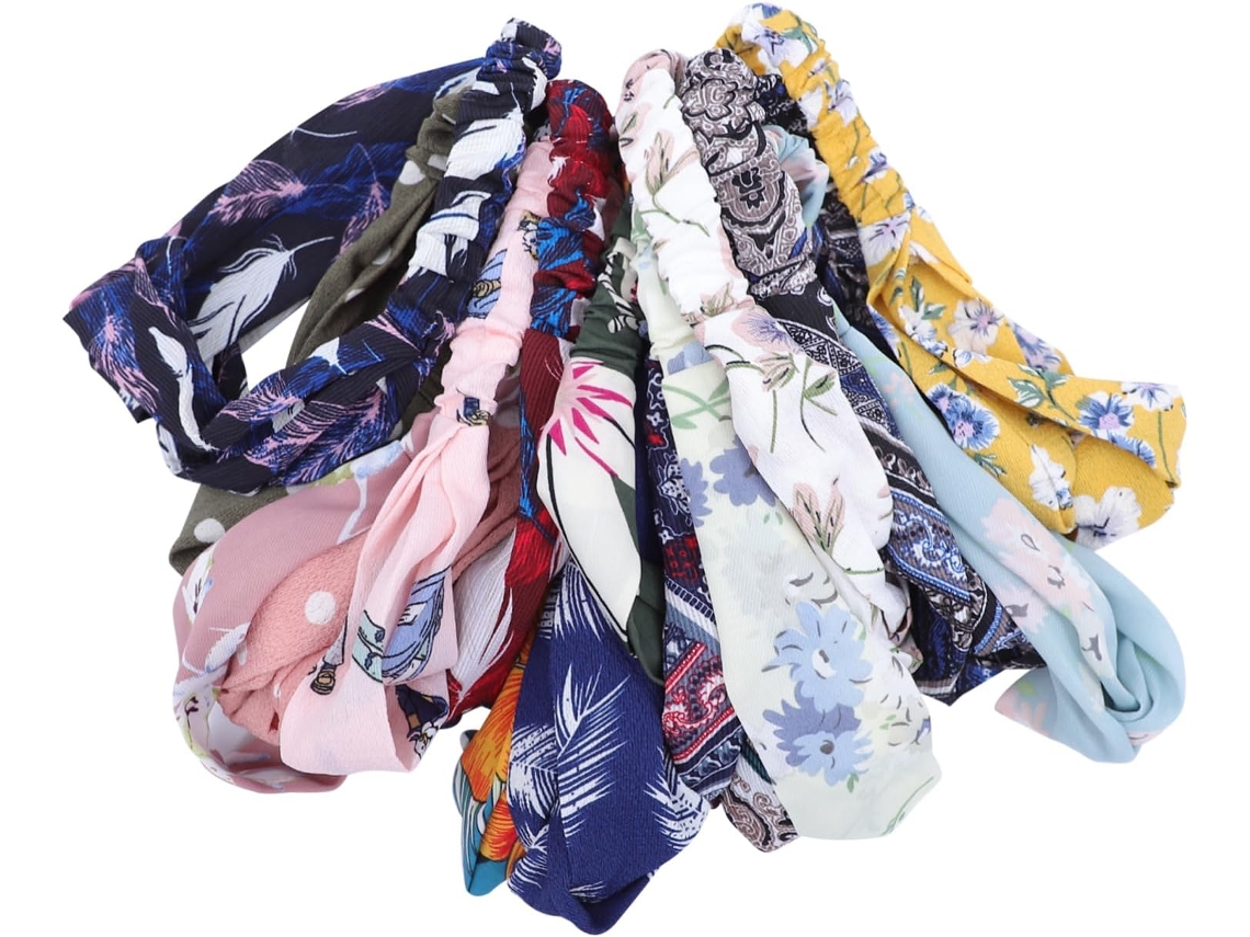 Conjunto De 16 Faixas De Cabelo Elásticas Cruzadas Em Chiffon Para Mulheres, Acessórios Coloridos Para Esportes E Uso Diário.