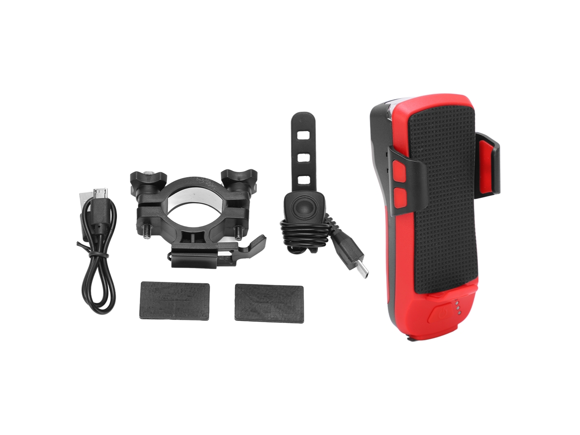 Farol De Bicicleta Recarregável Via Usb, Multifuncional E Portátil, Com Suporte Para Celular.