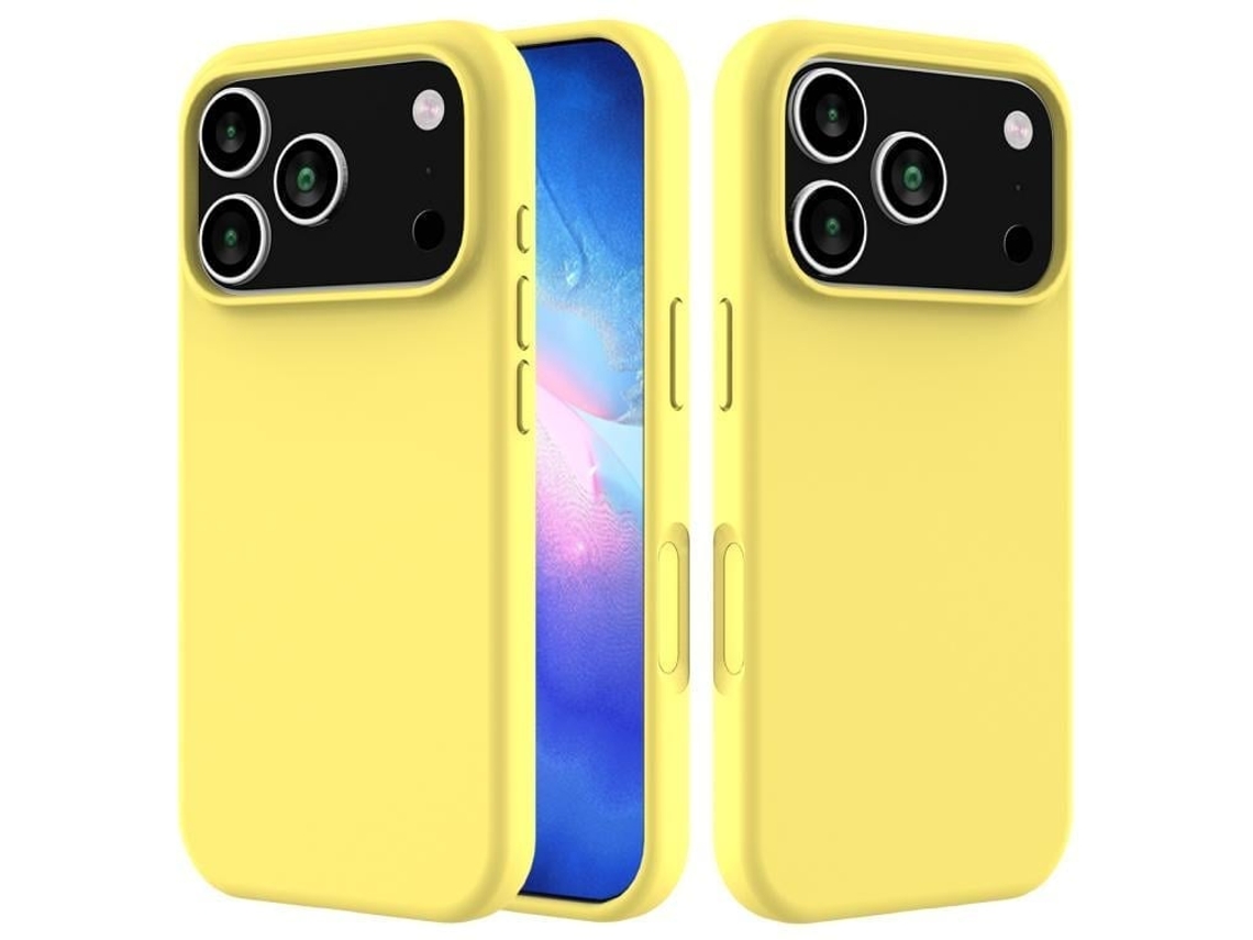 Capa De Silicone Para Iphone 17 Pro - Cor Sólida - Amarelo Limão