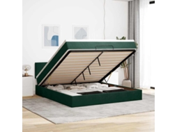 Vidaxl Estrutura De Cama Otomana Com Colchão 180x200 Cm Verde Escuro