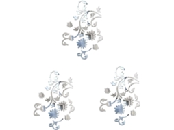 Conjunto De 3 Adesivos De Parede Refletivos Em Acrílico Com Estampa De Flores E Rattan.