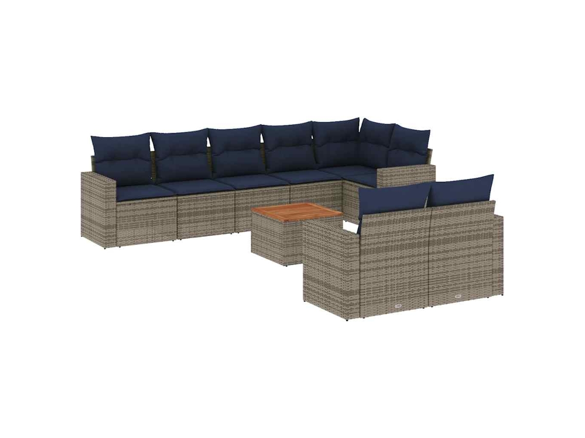 Conjunto de 9 Sofás P/ Jardim C/ Almofadões Vime Pe Cinzento MAISON EXCLUSIVE (9 pcs)