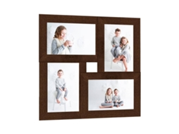 Vidaxl Moldura Para 4x(13x18 Cm) Fotografias Mdf Castanho-escuro