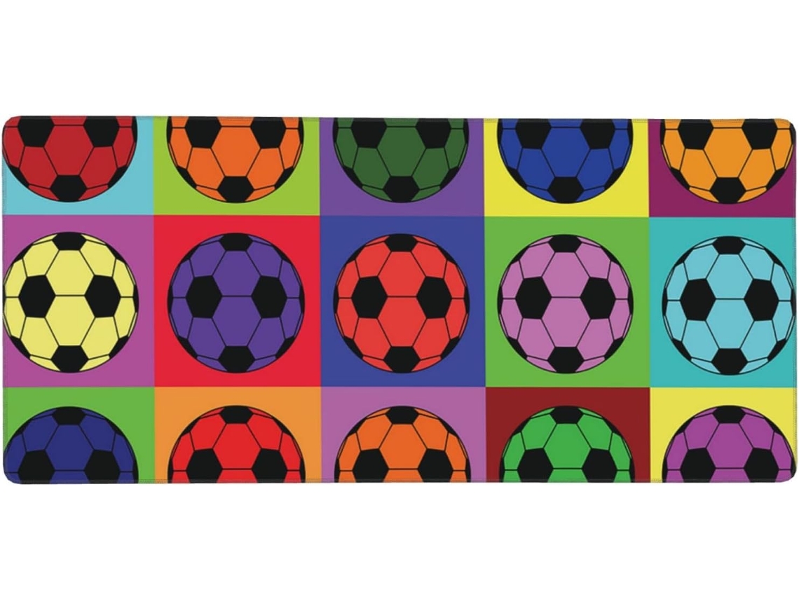 Mousepad Colorido de Futebol, Formato Grande, com Base Borracha Antiderrapante, 40 X 90 Cm Seguro Durável