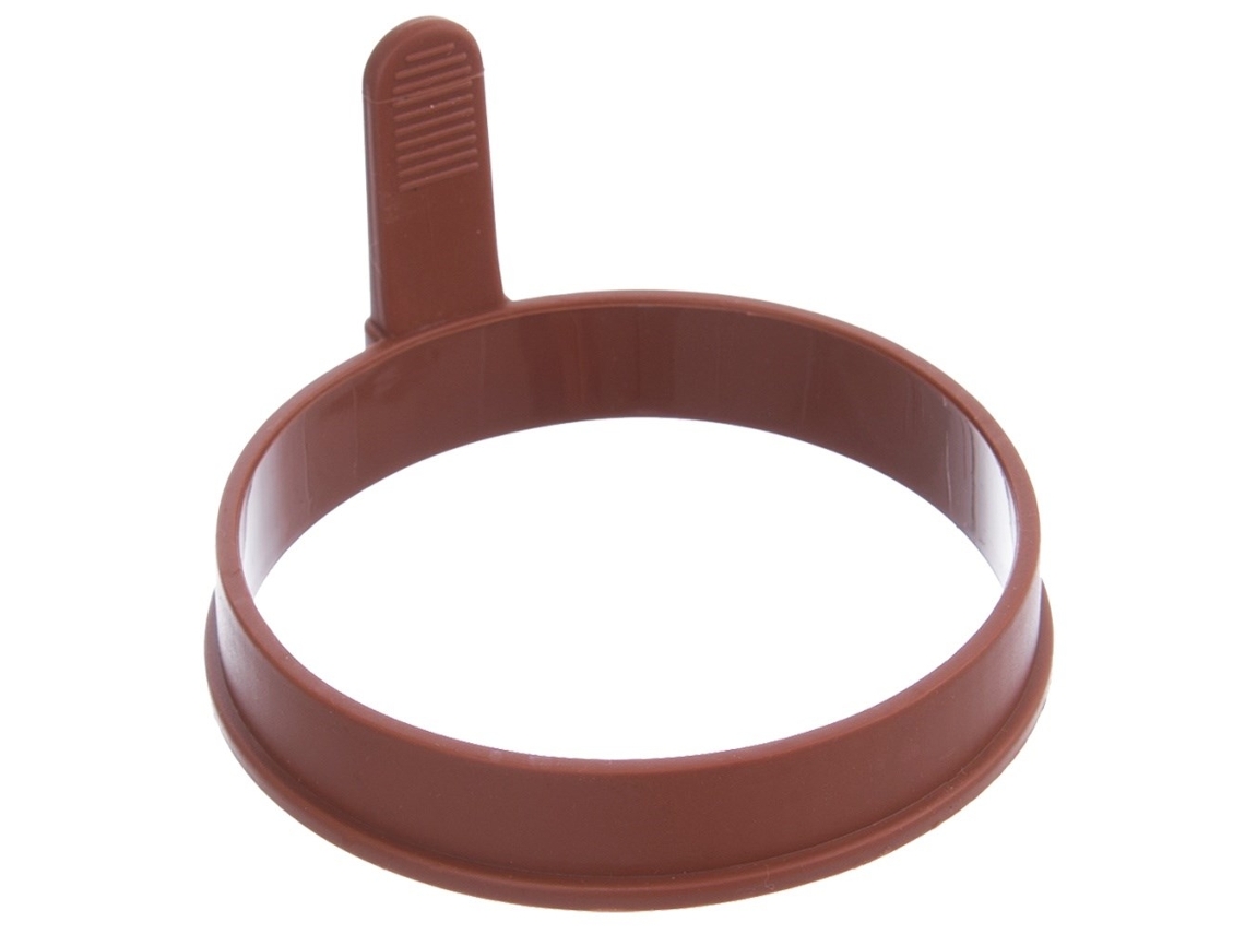 Forma Redonda De Silicone Marrom Para Ovos E Panquecas Com Alça